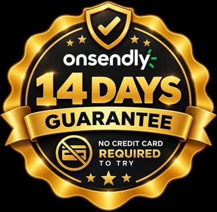 14-day guarantee badge, no credit card required to try